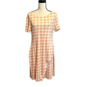 41 Hawthorne Bridgitte knit Peach and White Dress, Size Large (Runs SMALL)